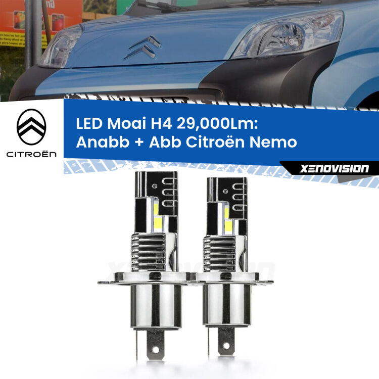 0 Anabbaglianti LED H4 29,000Lm per Citroën Nemo 2008 in poi <strong>Kit Anabbaglianti LED per Citroën Nemo</strong> 2008 in poi</strong>: 29.000Lumen, canbus, fatti per durare. Qualità Massima Garantita.