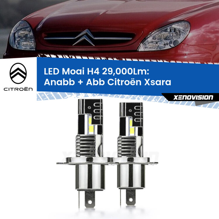Anabbaglianti LED H4 29,000Lm per Citroën Xsara a parabola singola <strong>Kit Anabbaglianti LED per Citroën Xsara</strong> a parabola singola</strong>: 29.000Lumen, canbus, fatti per durare. Qualità Massima Garantita.