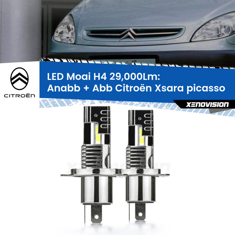 Anabbaglianti LED H4 29,000Lm per Citroën Xsara picasso  1999 - 2012 <strong>Kit Anabbaglianti LED per Citroën Xsara picasso</strong>  1999 - 2012</strong>: 29.000Lumen, canbus, fatti per durare. Qualità Massima Garantita.