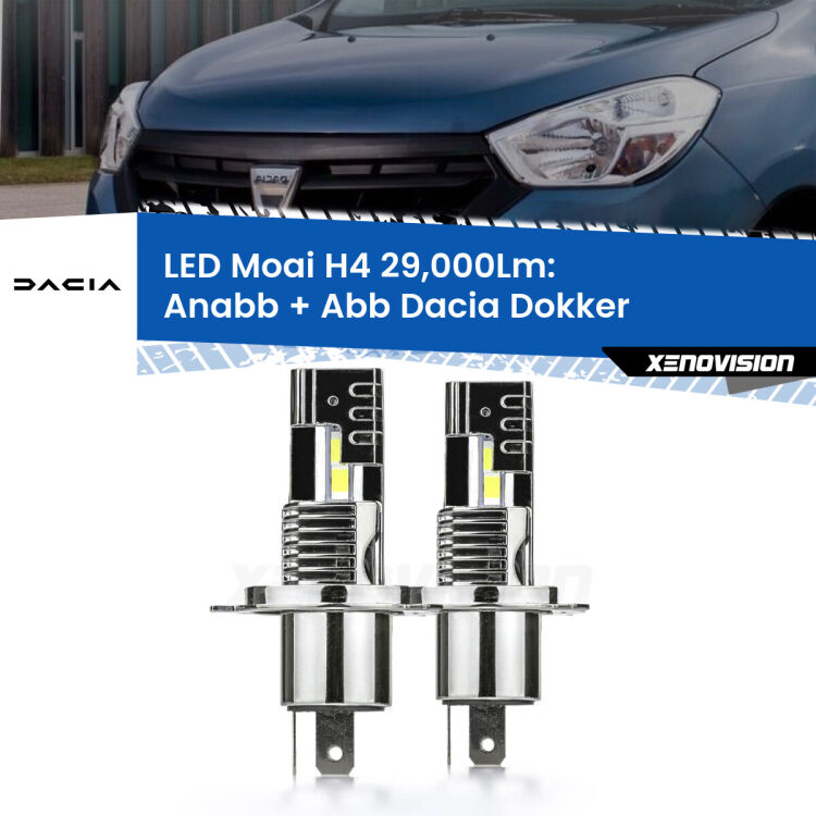 0 Anabbaglianti LED H4 29,000Lm per Dacia Dokker 2012 in poi <strong>Kit Anabbaglianti LED per Dacia Dokker</strong> 2012 in poi</strong>: 29.000Lumen, canbus, fatti per durare. Qualità Massima Garantita.