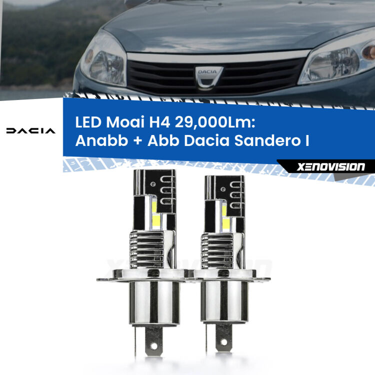 0 Anabbaglianti LED H4 29,000Lm per Dacia Sandero I 2008 - 2012 <strong>Kit Anabbaglianti LED per Dacia Sandero I</strong> 2008 - 2012</strong>: 29.000Lumen, canbus, fatti per durare. Qualità Massima Garantita.