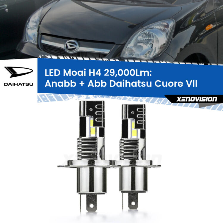 Anabbaglianti LED H4 29,000Lm per Daihatsu Cuore VII  2007 - 2018 <strong>Kit Anabbaglianti LED per Daihatsu Cuore VII</strong>  2007 - 2018</strong>: 29.000Lumen, canbus, fatti per durare. Qualità Massima Garantita.