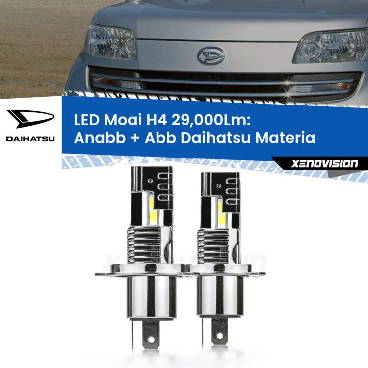 Anabbaglianti LED H4 29,000Lm per Daihatsu Materia 2006 in poi <strong>Kit Anabbaglianti LED per Daihatsu Materia</strong> 2006 in poi</strong>: 29.000Lumen, canbus, fatti per durare. Qualità Massima Garantita.