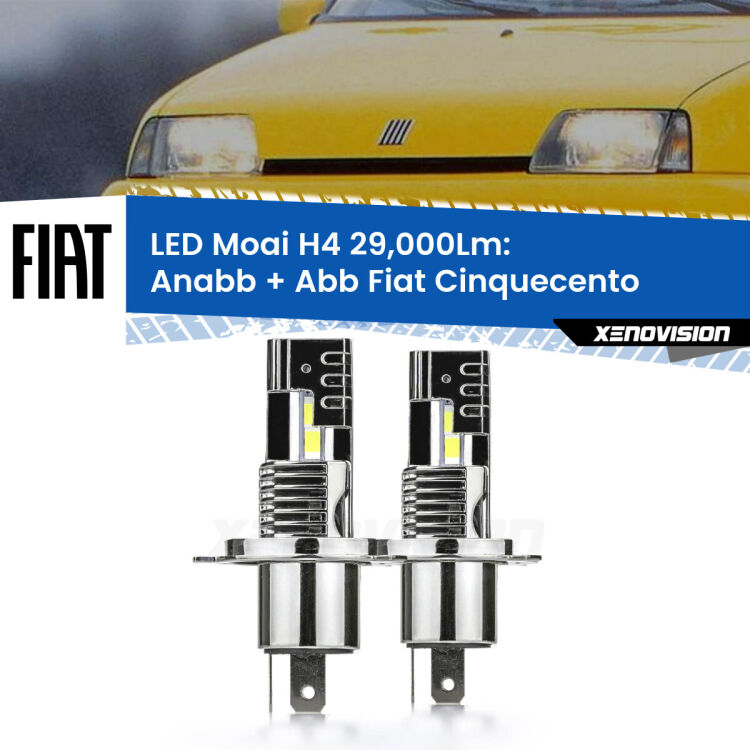 0 Anabbaglianti LED H4 29,000Lm per Fiat Cinquecento 1991 - 1999 <strong>Kit Anabbaglianti LED per Fiat Cinquecento</strong> 1991 - 1999</strong>: 29.000Lumen, canbus, fatti per durare. Qualità Massima Garantita.