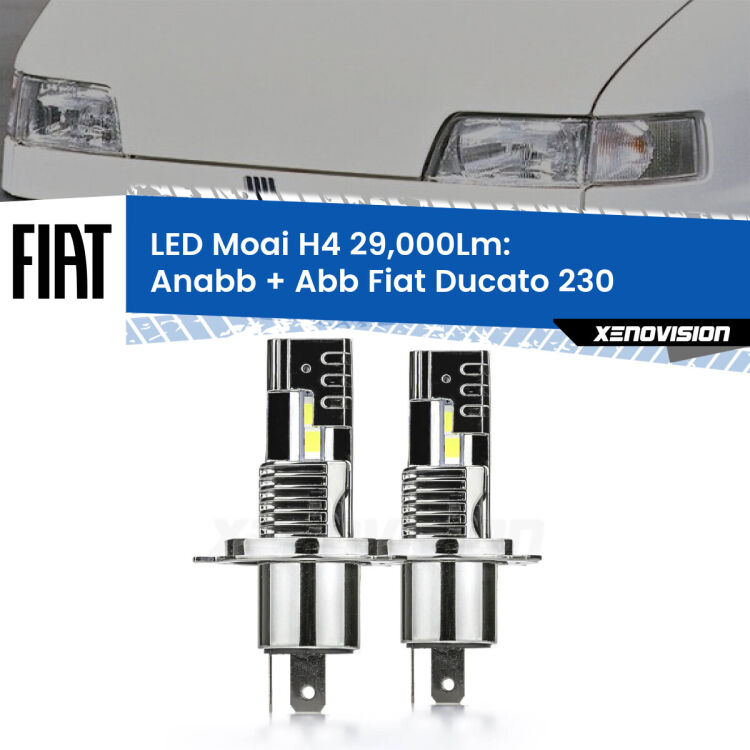 0 Anabbaglianti LED H4 29,000Lm per Fiat Ducato 230 1994 - 2002 <strong>Kit Anabbaglianti LED per Fiat Ducato</strong> 230 1994 - 2002</strong>: 29.000Lumen, canbus, fatti per durare. Qualità Massima Garantita.
