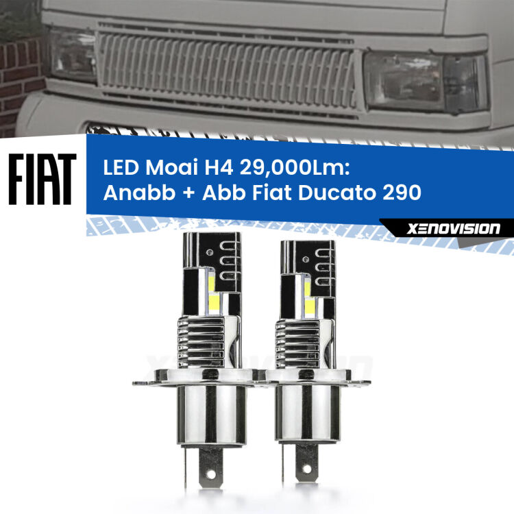 0 Anabbaglianti LED H4 29,000Lm per Fiat Ducato 290 1989 - 1994 <strong>Kit Anabbaglianti LED per Fiat Ducato</strong> 290 1989 - 1994</strong>: 29.000Lumen, canbus, fatti per durare. Qualità Massima Garantita.