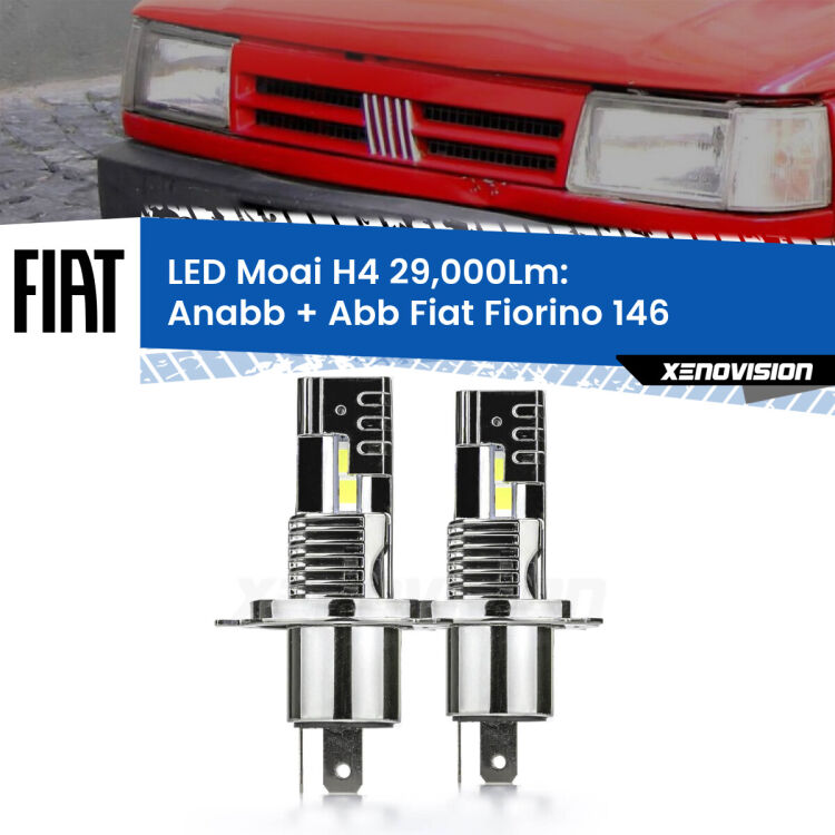 Anabbaglianti LED H4 29,000Lm per Fiat Fiorino 146 1988 - 2001 <strong>Kit Anabbaglianti LED per Fiat Fiorino</strong> 146 1988 - 2001</strong>: 29.000Lumen, canbus, fatti per durare. Qualità Massima Garantita.
