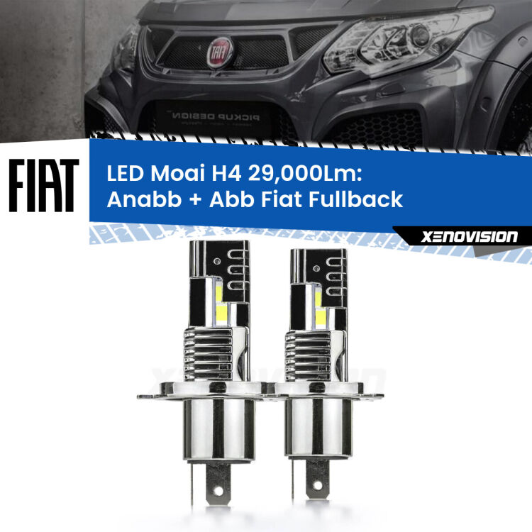 0 Anabbaglianti LED H4 29,000Lm per Fiat Fullback 2016 - 2019 <strong>Kit Anabbaglianti LED per Fiat Fullback</strong> 2016 - 2019</strong>: 29.000Lumen, canbus, fatti per durare. Qualità Massima Garantita.