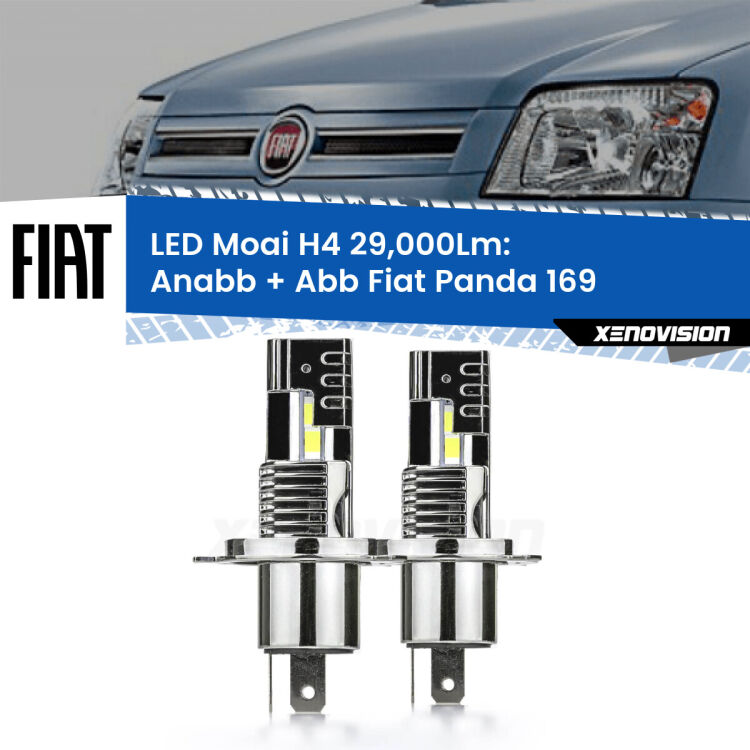 Anabbaglianti LED H4 29,000Lm per Fiat Panda 169 2003 - 2012 <strong>Kit Anabbaglianti LED per Fiat Panda</strong> 169 2003 - 2012</strong>: 29.000Lumen, canbus, fatti per durare. Qualità Massima Garantita.