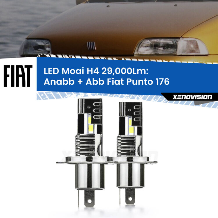 Anabbaglianti LED H4 29,000Lm per Fiat Punto 176 a parabola singola <strong>Kit Anabbaglianti LED per Fiat Punto</strong> 176 a parabola singola</strong>: 29.000Lumen, canbus, fatti per durare. Qualità Massima Garantita.