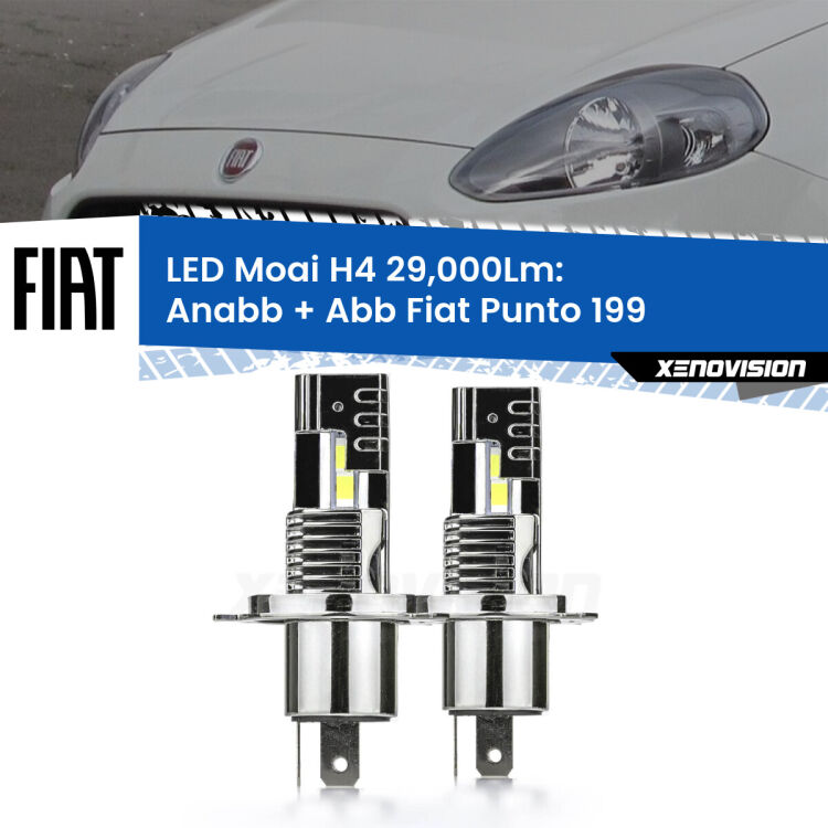 Anabbaglianti LED H4 29,000Lm per Fiat Punto 199 2012 - 2018 <strong>Kit Anabbaglianti LED per Fiat Punto</strong> 199 2012 - 2018</strong>: 29.000Lumen, canbus, fatti per durare. Qualità Massima Garantita.