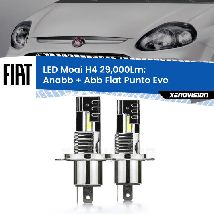 Anabbaglianti LED H4 29,000Lm per Fiat Punto Evo  2009 - 2015 <strong>Kit Anabbaglianti LED per Fiat Punto Evo</strong>  2009 - 2015</strong>: 29.000Lumen, canbus, fatti per durare. Qualità Massima Garantita.