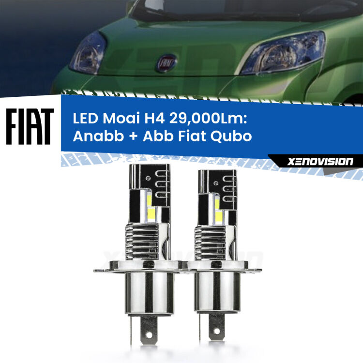 Anabbaglianti LED H4 29,000Lm per Fiat Qubo  2008 - 2021 <strong>Kit Anabbaglianti LED per Fiat Qubo</strong>  2008 - 2021</strong>: 29.000Lumen, canbus, fatti per durare. Qualità Massima Garantita.