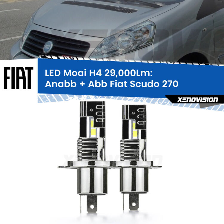 0 Anabbaglianti LED H4 29,000Lm per Fiat Scudo 270 2007 - 2016 <strong>Kit Anabbaglianti LED per Fiat Scudo</strong> 270 2007 - 2016</strong>: 29.000Lumen, canbus, fatti per durare. Qualità Massima Garantita.