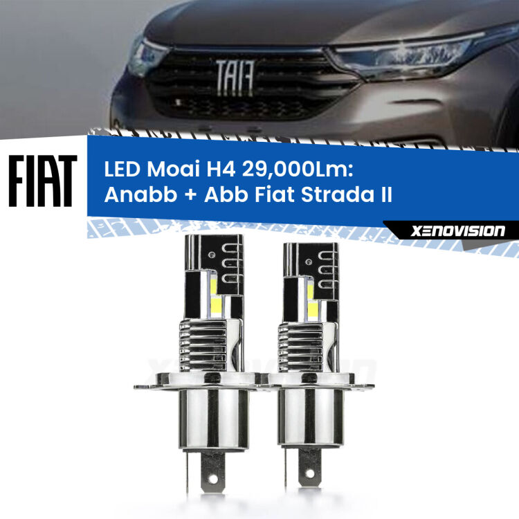 0 Anabbaglianti LED H4 29,000Lm per Fiat Strada II prima serie <strong>Kit Anabbaglianti LED per Fiat Strada</strong> II prima serie</strong>: 29.000Lumen, canbus, fatti per durare. Qualità Massima Garantita.