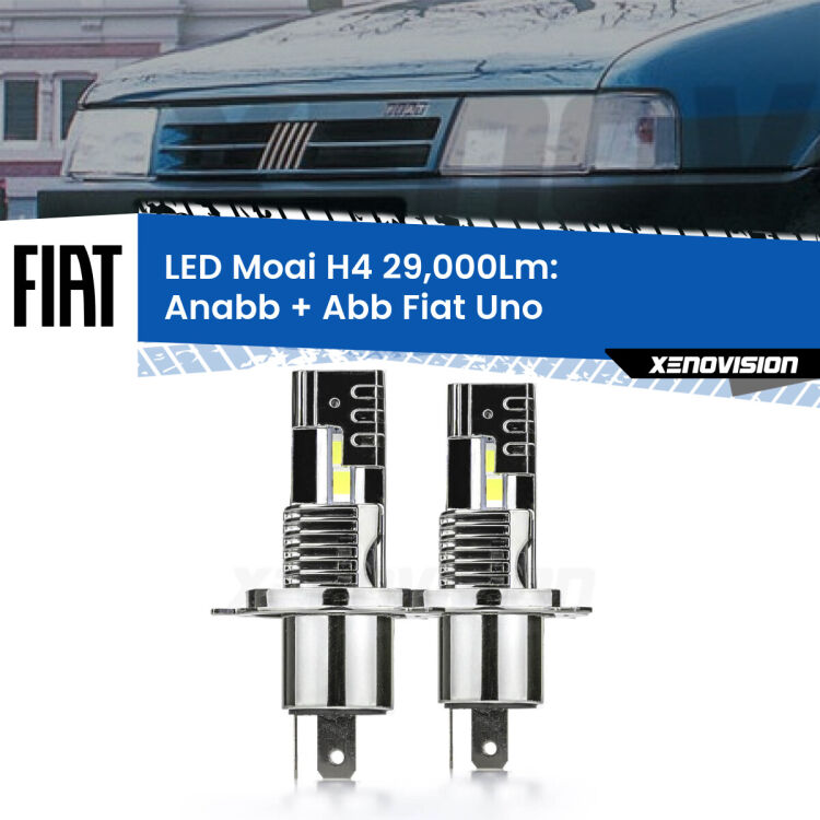 0 Anabbaglianti LED H4 29,000Lm per Fiat Uno 1983 - 1995 <strong>Kit Anabbaglianti LED per Fiat Uno</strong> 1983 - 1995</strong>: 29.000Lumen, canbus, fatti per durare. Qualità Massima Garantita.