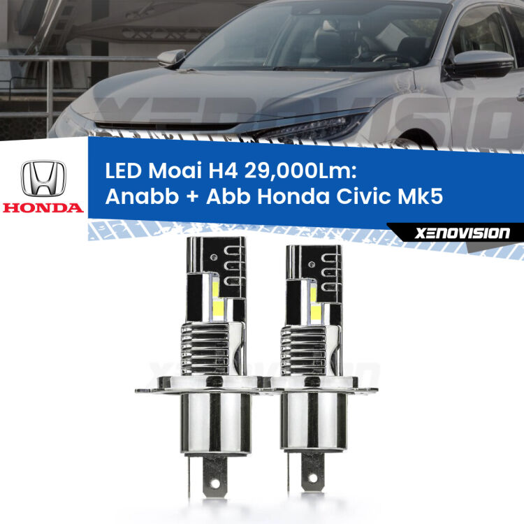 0 Anabbaglianti LED H4 29,000Lm per Honda Civic Mk5 1991 - 1994 <strong>Kit Anabbaglianti LED per Honda Civic</strong> Mk5 1991 - 1994</strong>: 29.000Lumen, canbus, fatti per durare. Qualità Massima Garantita.