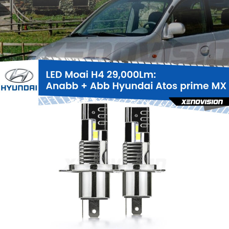 Anabbaglianti LED H4 29,000Lm per Hyundai Atos prime MX 1997 - 2008 <strong>Kit Anabbaglianti LED per Hyundai Atos prime</strong> MX 1997 - 2008</strong>: 29.000Lumen, canbus, fatti per durare. Qualità Massima Garantita.