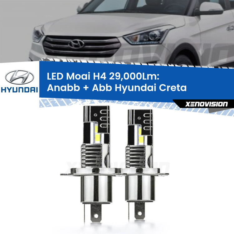 Anabbaglianti LED H4 29,000Lm per Hyundai Creta  a parabola <strong>Kit Anabbaglianti LED per Hyundai Creta</strong>  a parabola</strong>: 29.000Lumen, canbus, fatti per durare. Qualità Massima Garantita.