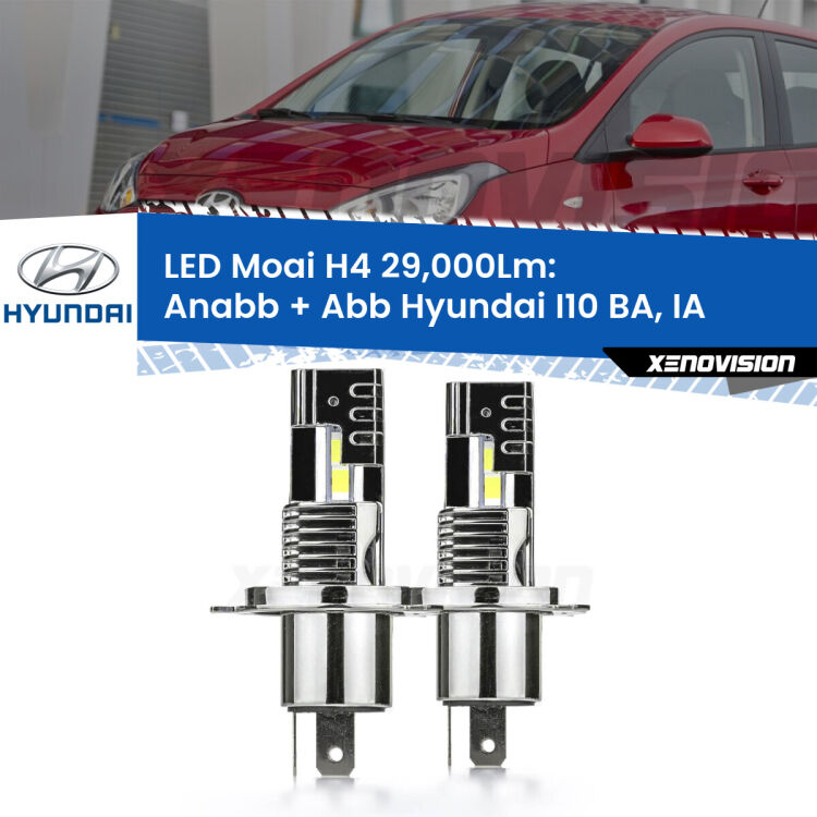 Anabbaglianti LED H4 29,000Lm per Hyundai I10 BA, IA 2013 - 2016 <strong>Kit Anabbaglianti LED per Hyundai I10</strong> BA, IA 2013 - 2016</strong>: 29.000Lumen, canbus, fatti per durare. Qualità Massima Garantita.