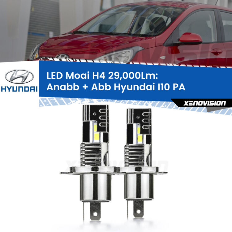 Anabbaglianti LED H4 29,000Lm per Hyundai I10 PA 2007 - 2017 <strong>Kit Anabbaglianti LED per Hyundai I10</strong> PA 2007 - 2017</strong>: 29.000Lumen, canbus, fatti per durare. Qualità Massima Garantita.