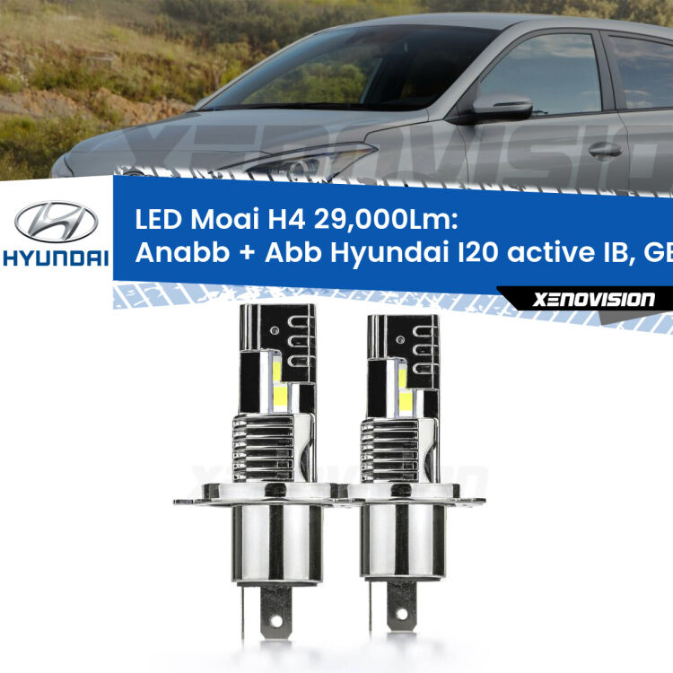 Anabbaglianti LED H4 29,000Lm per Hyundai I20 active IB, GB a parabola singola <strong>Kit Anabbaglianti LED per Hyundai I20 active</strong> IB, GB a parabola singola</strong>: 29.000Lumen, canbus, fatti per durare. Qualità Massima Garantita.