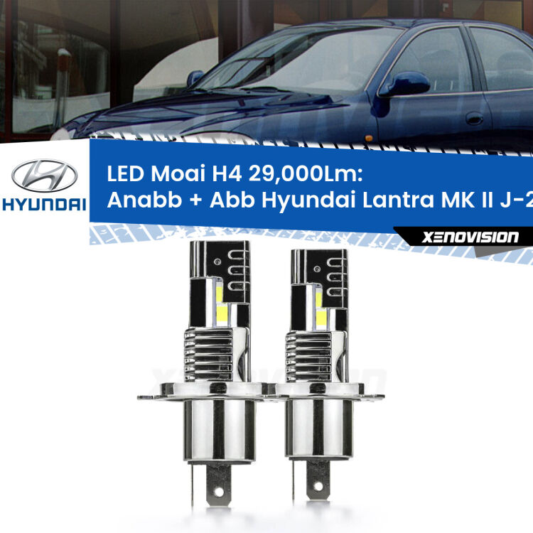 Anabbaglianti LED H4 29,000Lm per Hyundai Lantra MK II J-2 1995 - 2000 <strong>Kit Anabbaglianti LED per Hyundai Lantra MK II</strong> J-2 1995 - 2000</strong>: 29.000Lumen, canbus, fatti per durare. Qualità Massima Garantita.
