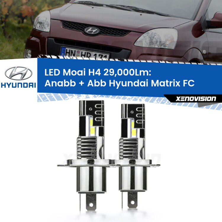 Anabbaglianti LED H4 29,000Lm per Hyundai Matrix FC 2001 - 2010 <strong>Kit Anabbaglianti LED per Hyundai Matrix</strong> FC 2001 - 2010</strong>: 29.000Lumen, canbus, fatti per durare. Qualità Massima Garantita.