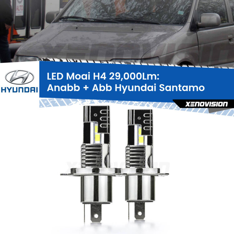 Anabbaglianti LED H4 29,000Lm per Hyundai Santamo  1998 - 2002 <strong>Kit Anabbaglianti LED per Hyundai Santamo</strong>  1998 - 2002</strong>: 29.000Lumen, canbus, fatti per durare. Qualità Massima Garantita.