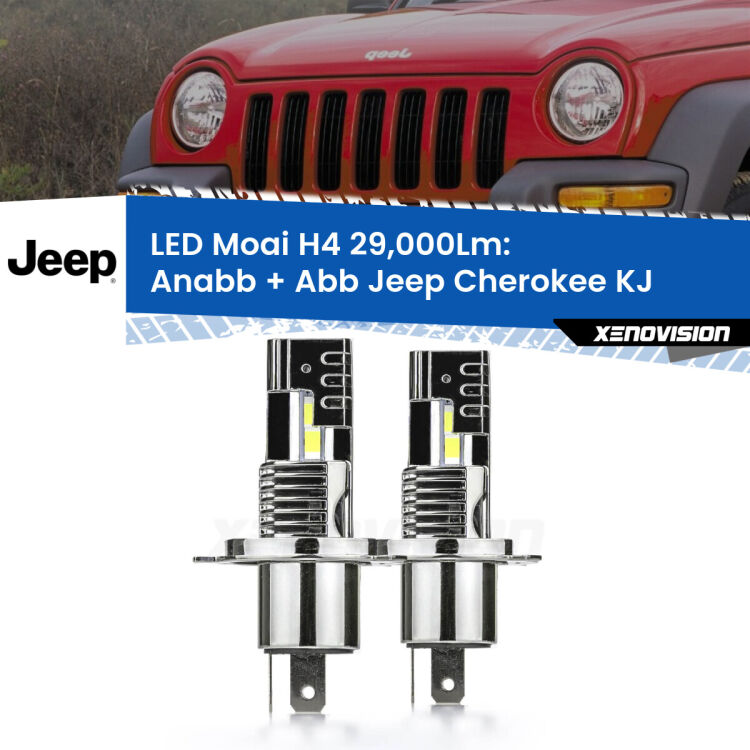 Anabbaglianti LED H4 29,000Lm per Jeep Cherokee KJ 2002 - 2007 <strong>Kit Anabbaglianti LED per Jeep Cherokee</strong> KJ 2002 - 2007</strong>: 29.000Lumen, canbus, fatti per durare. Qualità Massima Garantita.