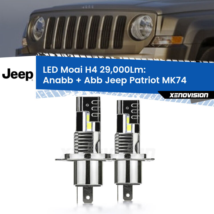 Anabbaglianti LED H4 29,000Lm per Jeep Patriot MK74 2007 - 2017 <strong>Kit Anabbaglianti LED per Jeep Patriot</strong> MK74 2007 - 2017</strong>: 29.000Lumen, canbus, fatti per durare. Qualità Massima Garantita.