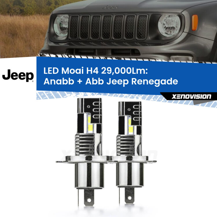 Anabbaglianti LED H4 29,000Lm per Jeep Renegade  2014 in poi <strong>Kit Anabbaglianti LED per Jeep Renegade</strong>  2014 in poi</strong>: 29.000Lumen, canbus, fatti per durare. Qualità Massima Garantita.