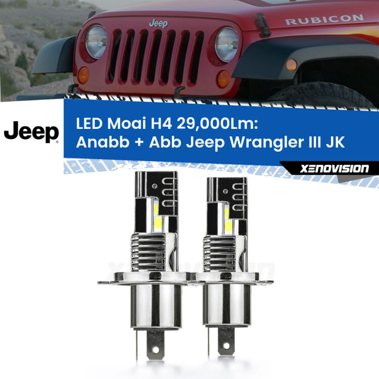 Anabbaglianti LED H4 29,000Lm per Jeep Wrangler III JK 2006 - 2016 <strong>Kit Anabbaglianti LED per Jeep Wrangler III</strong> JK 2006 - 2016</strong>: 29.000Lumen, canbus, fatti per durare. Qualità Massima Garantita.