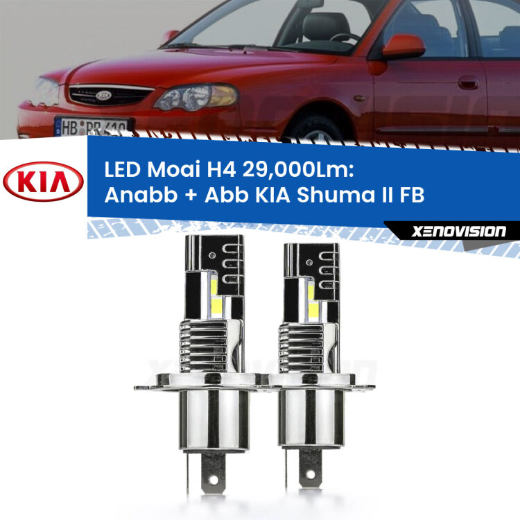 0 Anabbaglianti LED H4 29,000Lm per KIA Shuma II FB 2001 - 2004 <strong>Kit Anabbaglianti LED per KIA Shuma II</strong> FB 2001 - 2004</strong>: 29.000Lumen, canbus, fatti per durare. Qualità Massima Garantita.