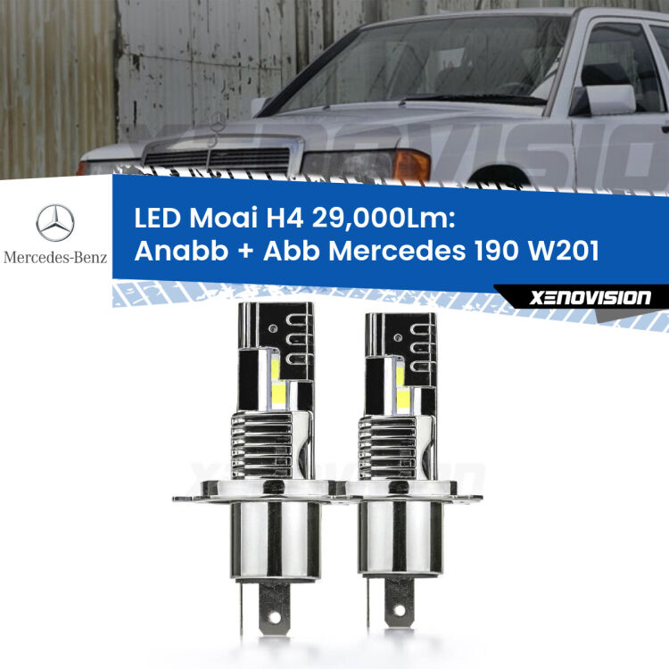 Anabbaglianti LED H4 29,000Lm per Mercedes 190 W201 1982 - 1993 <strong>Kit Anabbaglianti LED per Mercedes 190</strong> W201 1982 - 1993</strong>: 29.000Lumen, canbus, fatti per durare. Qualità Massima Garantita.