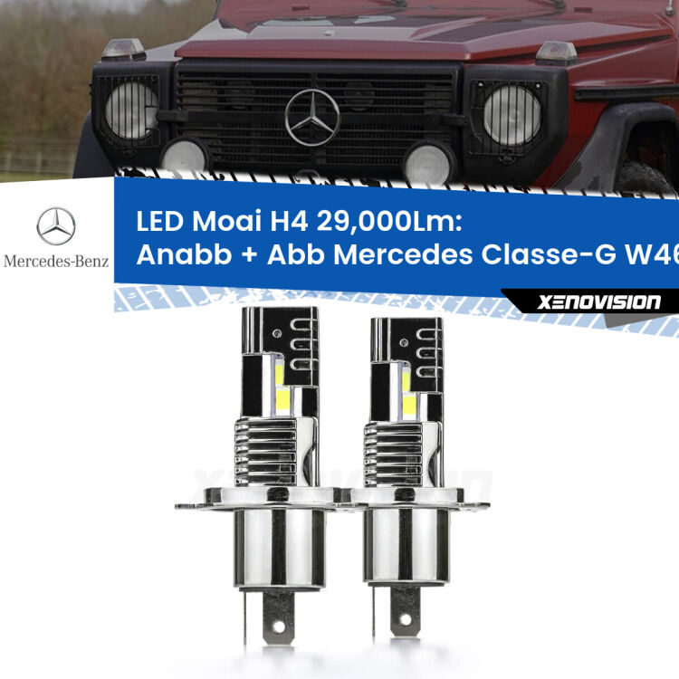 Anabbaglianti LED H4 29,000Lm per Mercedes Classe-G W461 1990 - 2000 <strong>Kit Anabbaglianti LED per Mercedes Classe-G</strong> W461 1990 - 2000</strong>: 29.000Lumen, canbus, fatti per durare. Qualità Massima Garantita.