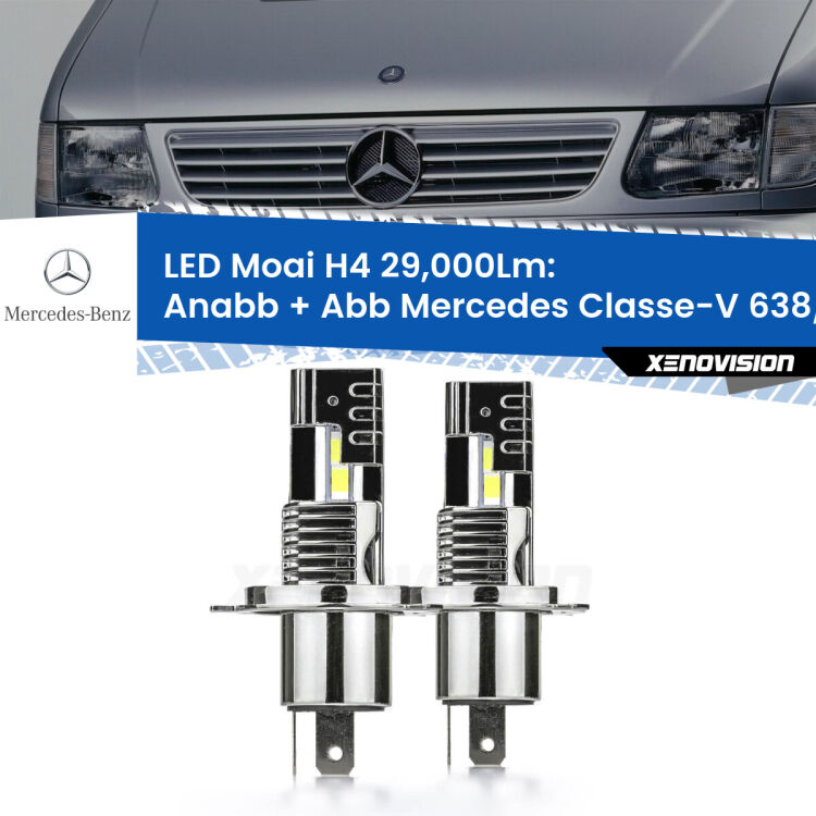 Anabbaglianti LED H4 29,000Lm per Mercedes Classe-V 638/2 1996 - 2003 <strong>Kit Anabbaglianti LED per Mercedes Classe-V</strong> 638/2 1996 - 2003</strong>: 29.000Lumen, canbus, fatti per durare. Qualità Massima Garantita.