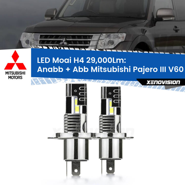 Anabbaglianti LED H4 29,000Lm per Mitsubishi Pajero III V60 2000 - 2007 <strong>Kit Anabbaglianti LED per Mitsubishi Pajero III</strong> V60 2000 - 2007</strong>: 29.000Lumen, canbus, fatti per durare. Qualità Massima Garantita.