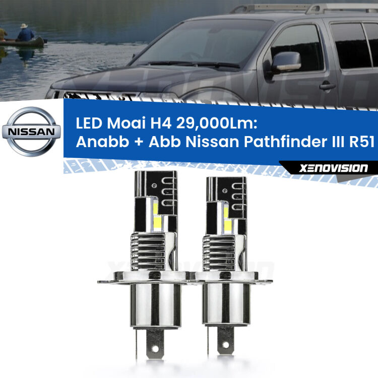 0 Anabbaglianti LED H4 29,000Lm per Nissan Pathfinder III R51 2005 - 2011 <strong>Kit Anabbaglianti LED per Nissan Pathfinder III</strong> R51 2005 - 2011</strong>: 29.000Lumen, canbus, fatti per durare. Qualità Massima Garantita.