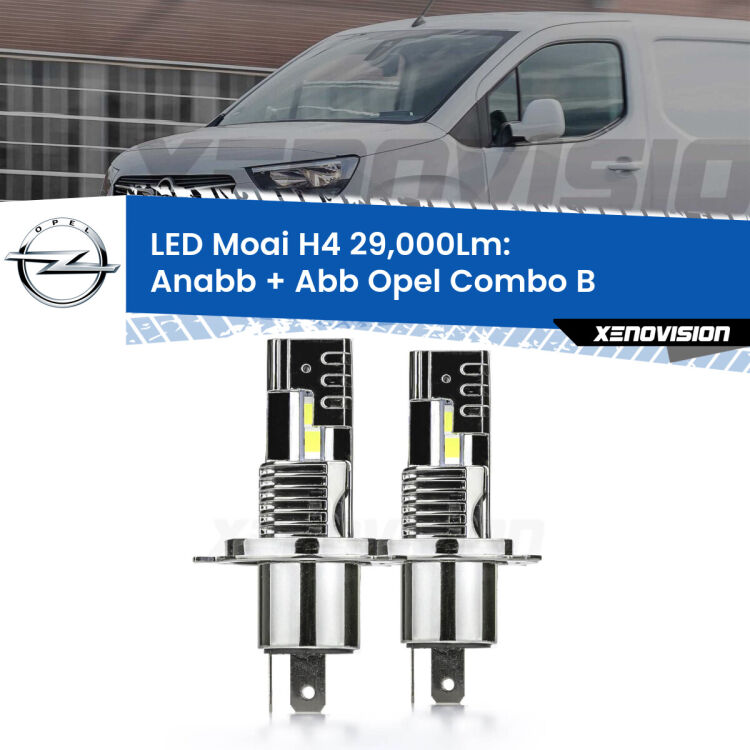 Anabbaglianti LED H4 29,000Lm per Opel Combo B  1994 - 2001 <strong>Kit Anabbaglianti LED per Opel Combo B</strong>  1994 - 2001</strong>: 29.000Lumen, canbus, fatti per durare. Qualità Massima Garantita.
