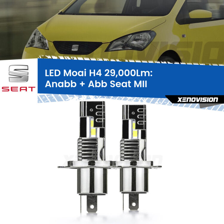 0 Anabbaglianti LED H4 29,000Lm per Seat MII 2011 - 2021 <strong>Kit Anabbaglianti LED per Seat MII</strong> 2011 - 2021</strong>: 29.000Lumen, canbus, fatti per durare. Qualità Massima Garantita.