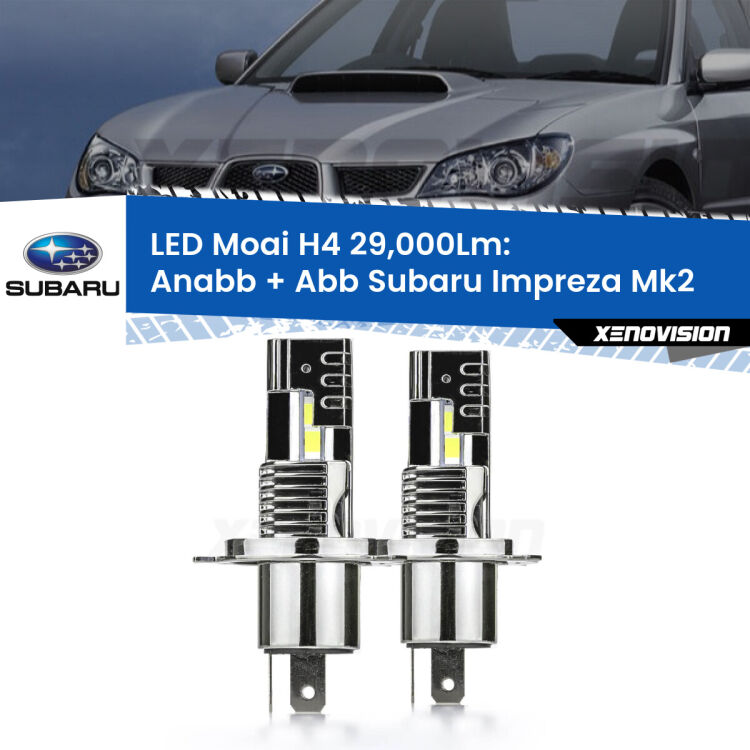 Anabbaglianti LED H4 29,000Lm per Subaru Impreza Mk2 a parabola singola <strong>Kit Anabbaglianti LED per Subaru Impreza</strong> Mk2 a parabola singola</strong>: 29.000Lumen, canbus, fatti per durare. Qualità Massima Garantita.