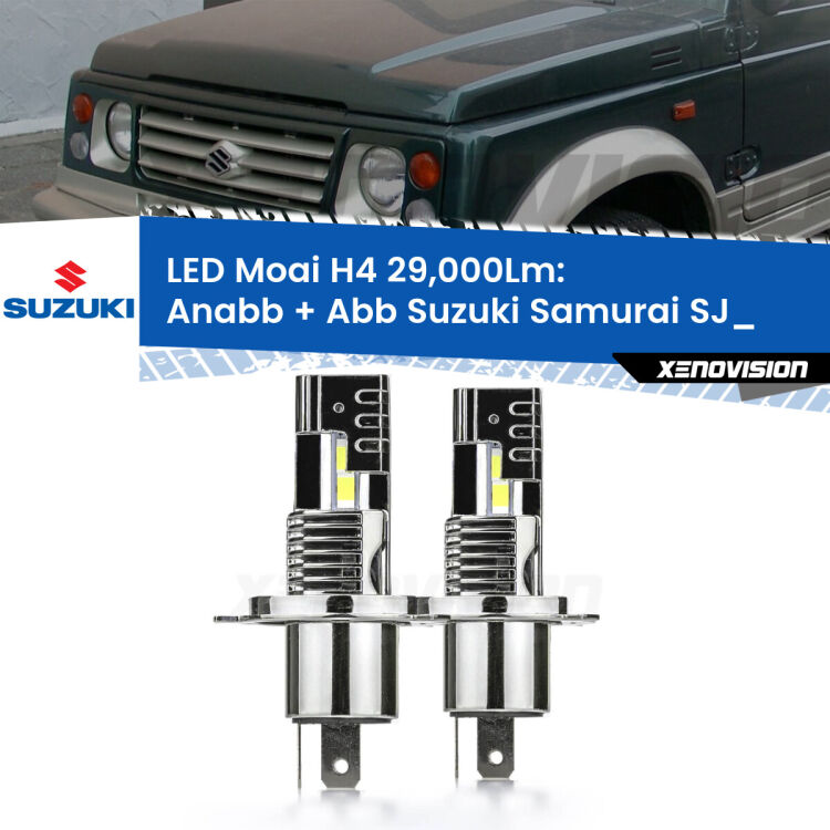 Anabbaglianti LED H4 29,000Lm per Suzuki Samurai SJ_ 1988 - 2004 <strong>Kit Anabbaglianti LED per Suzuki Samurai</strong> SJ_ 1988 - 2004</strong>: 29.000Lumen, canbus, fatti per durare. Qualità Massima Garantita.