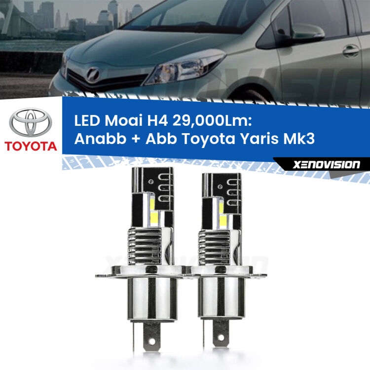 Anabbaglianti LED H4 29,000Lm per Toyota Yaris Mk3 fari a parabola <strong>Kit Anabbaglianti LED per Toyota Yaris</strong> Mk3 fari a parabola</strong>: 29.000Lumen, canbus, fatti per durare. Qualità Massima Garantita.