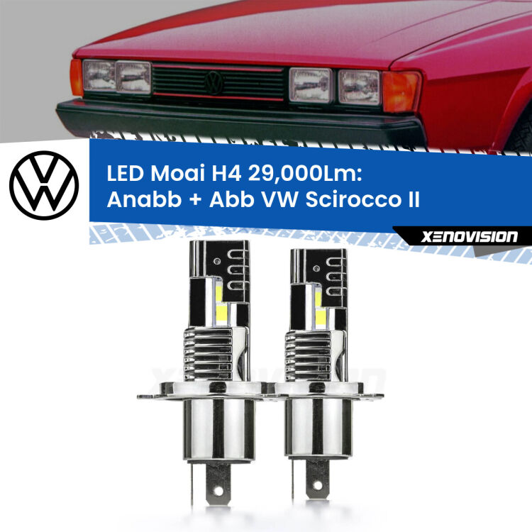 0 Anabbaglianti LED H4 29,000Lm per VW Scirocco II 1980 - 1992 <strong>Kit Anabbaglianti LED per VW Scirocco</strong> II 1980 - 1992</strong>: 29.000Lumen, canbus, fatti per durare. Qualità Massima Garantita.