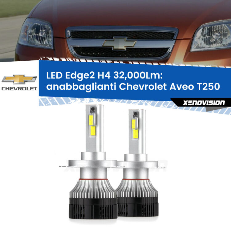 <p><strong>Kit anabbaglianti LED H4 per Chevrolet Aveo</strong> T250 2005 - 2011. </strong>Potenza smisurata, taglio di luce perfetto. Super canbus. Qualità Massima.</p>