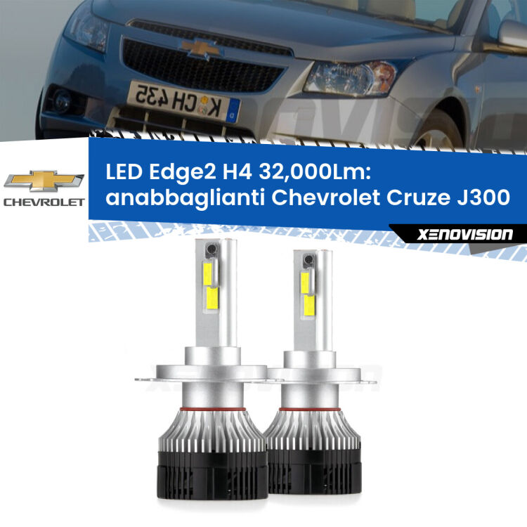 <p><strong>Kit anabbaglianti LED H4 per Chevrolet Cruze</strong> J300 2009 - 2019. </strong>Potenza smisurata, taglio di luce perfetto. Super canbus. Qualità Massima.</p>