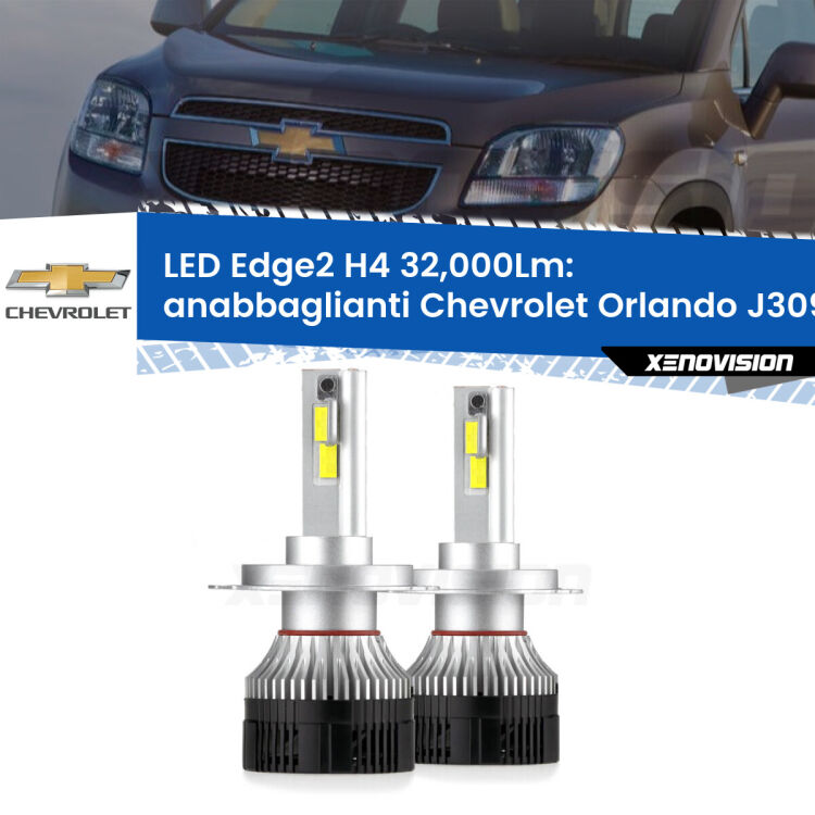 <p><strong>Kit anabbaglianti LED H4 per Chevrolet Orlando</strong> J309 2011 - 2019. </strong>Potenza smisurata, taglio di luce perfetto. Super canbus. Qualità Massima.</p>