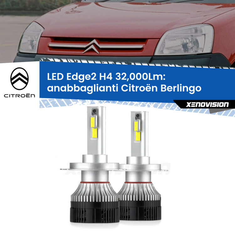 Anabbaglianti LED H4 32,000Lm per Citroën Berlingo 1996 - 2007 <p><strong>Kit anabbaglianti LED H4 per Citroën Berlingo</strong> 1996 - 2007. </strong>Potenza smisurata, taglio di luce perfetto. Super canbus. Qualità Massima.</p>