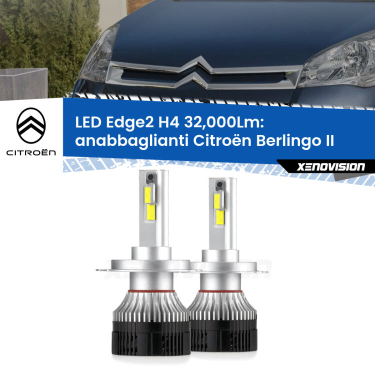 Anabbaglianti LED H4 32,000Lm per Citroën Berlingo II 2008 - 2017 <p><strong>Kit anabbaglianti LED H4 per Citroën Berlingo</strong> II 2008 - 2017. </strong>Potenza smisurata, taglio di luce perfetto. Super canbus. Qualità Massima.</p>